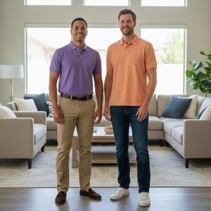 Ralph Lauren Men's Polo Shirt - Lavender and Peach